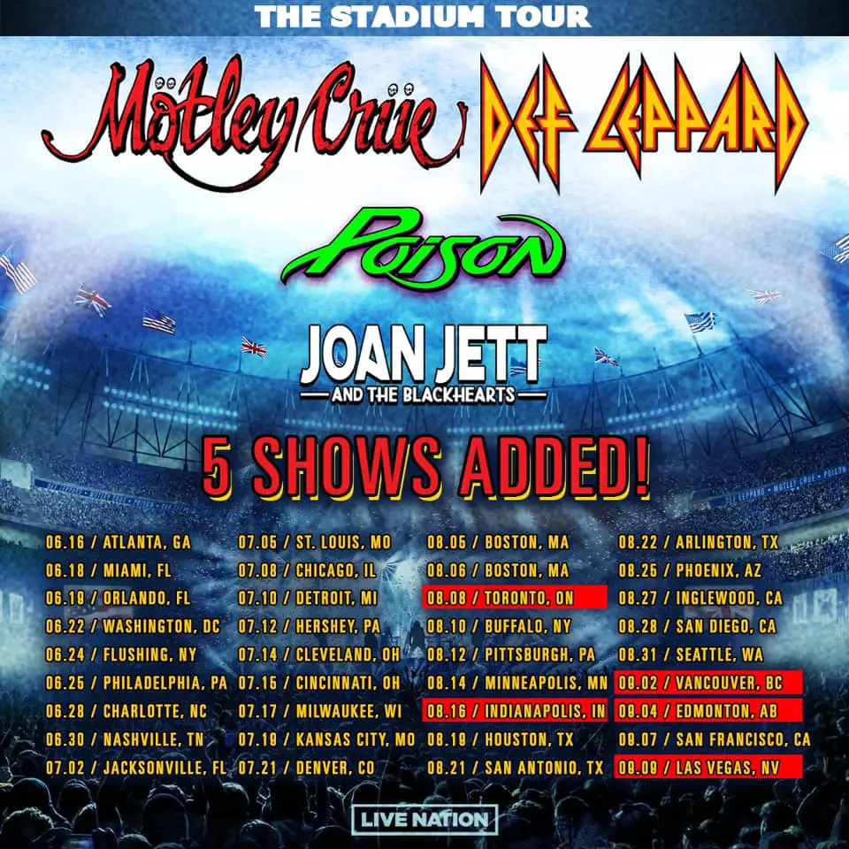 MOTLEY CRUE, DEF LEPPARD & POISON 'The Stadium Tour' New Poster