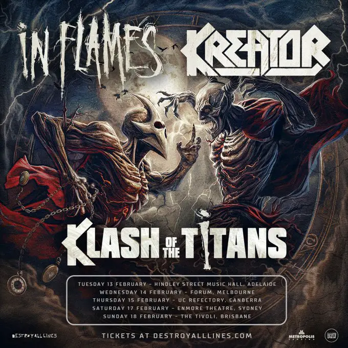 In Flames and Kreator Announce 'Klash Of The Titans' Australia Tour